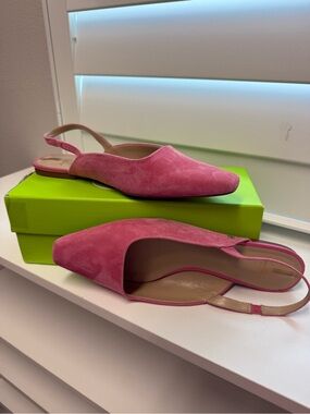Sam Edelman Pink Suede Slingback Pointed Flats